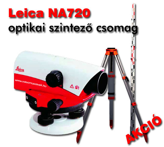 Leica NA-720 optikai szintezõ csomag 24x nagyítás, CTP104 mûszerláb, CLR101 szintezõléc, vízálló
