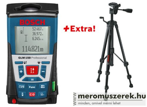 Bosch GLM 150 Professional lézeres távolságmérő + BT 150 Professional állvány ajándékba