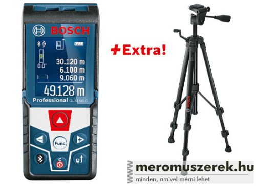 Bosch GLM 50 C Professional lézeres távolságmérő + BT 150 Professional állvány ajándékba