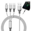 3 az 1-ben USB töltő- és adatkábel telefonhoz Lightning, micro-USB, USB-C csatlakozóval 1,2m
