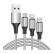 3 az 1-ben USB töltő- és adatkábel telefonhoz Lightning, micro-USB, USB-C csatlakozóval 1,2m