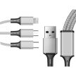 3 az 1-ben USB töltő- és adatkábel telefonhoz Lightning, micro-USB, USB-C csatlakozóval 1,2m