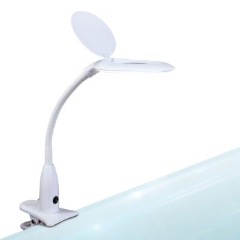 Asztali nagyítós LED lámpa - csipeszes - fehér