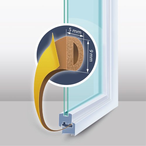 Öntapadós ajtó- ablakszigetelő "D" profil barna 2 x 3 méter