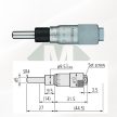 Mitutoyo 148-801-10 beépíthető mikrométerfej 0-13 mm, 0,01 mm, gömbvégű orsóval