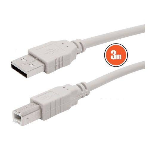 USB nyomtató kábel 3m szürke