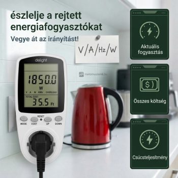 Digitális fogyasztásmérő dugalj költségszámítással