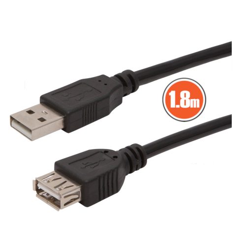 USB hosszabbító kábel 1,8m fekete