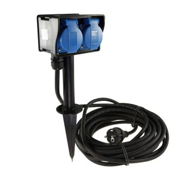 Kerti leszúrható elosztó IP44 2 aljzat 10 m kábel