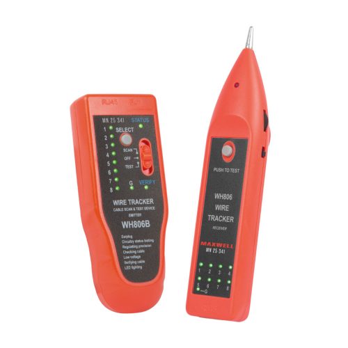 Maxwell MN-25341 RJ45-RJ11 érpárkereső, kábel teszter - hangjelzéssel, LED-el