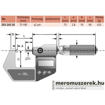   Mitutoyo Digimatic digitális metrikus mikrométer 75-100mm (293-243-30)