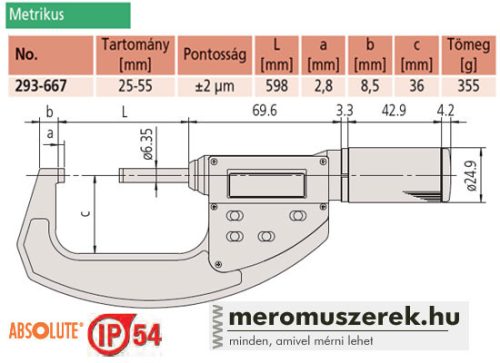 Mitutoyo Digimatic QuickMike mikrométer 25-55mm (293-667)
