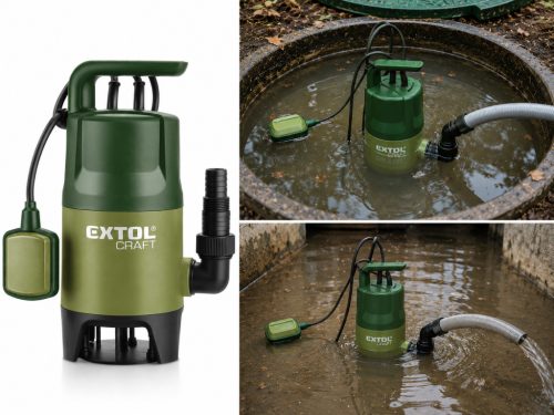 Extol Craft 414122 szennyvíz búvárszivattyú, 400 W, 7500 l/óra, úszókapcsolóval