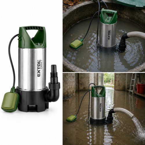 Extol Craft 414162 szennyvíz búvárszivattyú, 1100 W, 15000 l/óra, rozsdamentes házzal