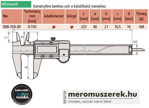 Mitutoyo ABSOLUTE Digimatic AOS digitális tolómérő 0-150mm (500-155-30)