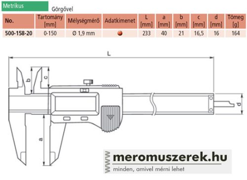 Mitutoyo ABSOLUTE Digimatic STANDARD digitális tolómérő 0-150mm (500-158-30)