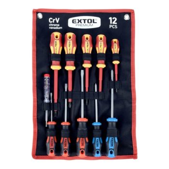   Extol csavarhúzó készlet szigetelt 1000V+nem szigetelt, 6+5db+fáziskeresővel, praktikus műanyag tokkal