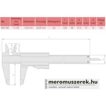 Mitutoyo nóniuszos tolómérő 0-150mm (531-101)