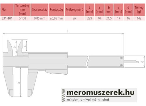 Mitutoyo nóniuszos tolómérő 0-150mm (531-101)