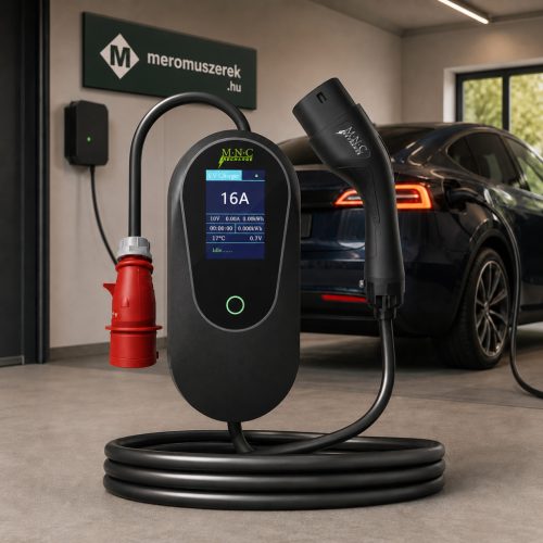 Hordozható elektromos autó töltő Type2, 5 m, 11 kW, 3×16 A, állítható EVSE töltő táskával MNC