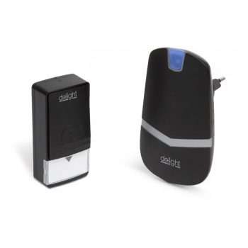   Vezeték nélküli ajtócsengő fekete 1 nyomógombos Kinetic