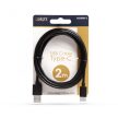 USB - USB TypeC töltőkábel, adatkábel 2m fekete