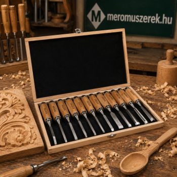   Extol Premium 12 részes fafaragó vésőkészlet Cr-V acél pengéjű vésőkkel