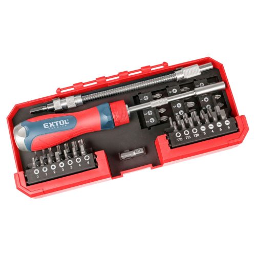 Extol Premium racsnis csavarhúzó készlet 1/4" BIT-ekkel 43 db-os