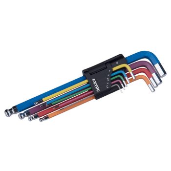   Extol Premium imbuszkulcs készlet 1,5-10mm, több színű, extra hosszú, gömbfej, 9db