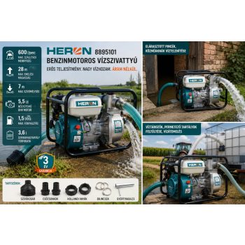   Heron EPH 50 benzinmotoros átemelő szivattyú, 5,5 LE, 600 l/perc, 2" csatlakozással 8895101