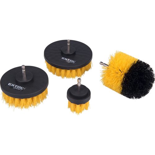 Extol 4 részes nylon csiszolókefe készlet fúrógépbe, 1/4" csappal (45-120 mm)