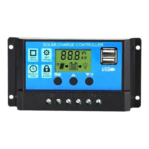Napelemes töltésvezérlő 40A 12-24V USB aljazattal