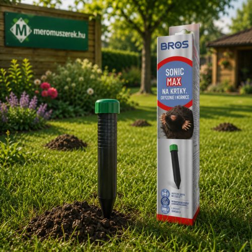 Bros Sonic Max B234 ultrahangos vakond- és üregi rágcsálóriasztó, 800–1000 m² hatóterület