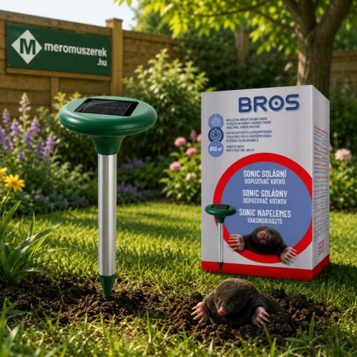 Bros Sonic B419 napelemes vakond- és üregi rágcsálóriasztó, ultrahangos kerti riasztó