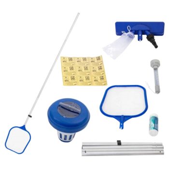   Flowclear medencetisztító szett-rúd, háló, tisztítófej, hőmérő, ph teszter, adagoló