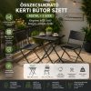   Összecsukható kerti bútor szett, asztal + 2 szék, antracit szürke