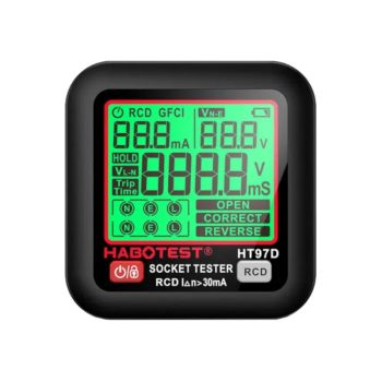   Habotest HT97D digitális aljzat teszter, feszültségmérés, RCD teszter
