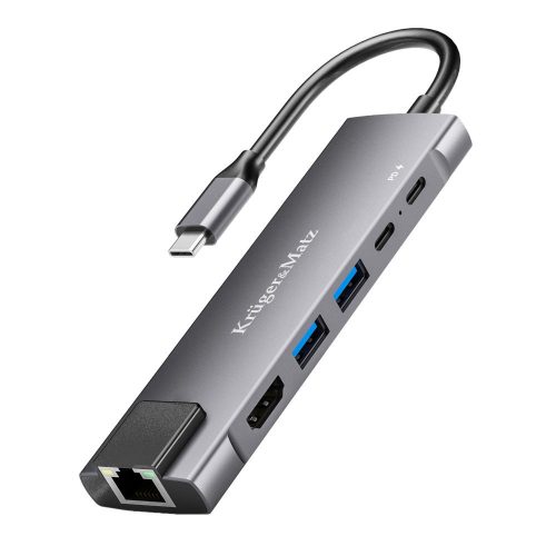 Kruger&Matz USB Hub - USB-C adapter HDMI, 2xUSB3.0, 2xUSB Type-C, RJ45 port