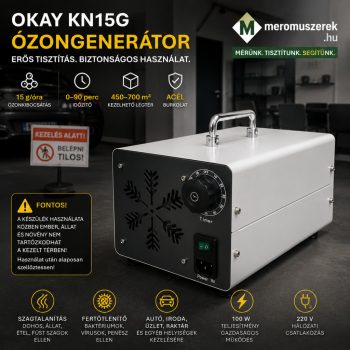   OKAY KN15G ózongenerátor, 15 g/óra, 100 W, 0–90 perc időzítővel
