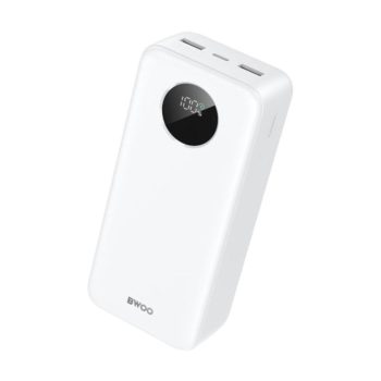 BWOO PowerBank LCD kijelzővel fehér 30000mAh