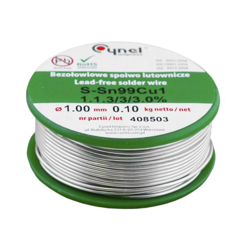 Cynel PS Sn99Cu1 1,00mm/100g-os ólommentes forrasztóón - meromuszerek.hu