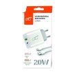 LTC QC 3.0 PD 3A/QC USB 3A hálózati töltő 20W fehér, Type-C 1m kábel