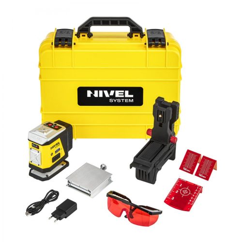 Nivel CL1R 1x360° piros fényű vonallézer (Bluetooth, 17 mm alacsony padlóvonal, Li-ion akkuval falitartóval kofferben)