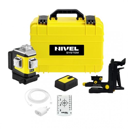 Nivel CLx3G 3x360° zöld 3D keresztlézer fémházban (Centrírozó adapter, Bluetooth, akkuval falitartóval, kofferben)