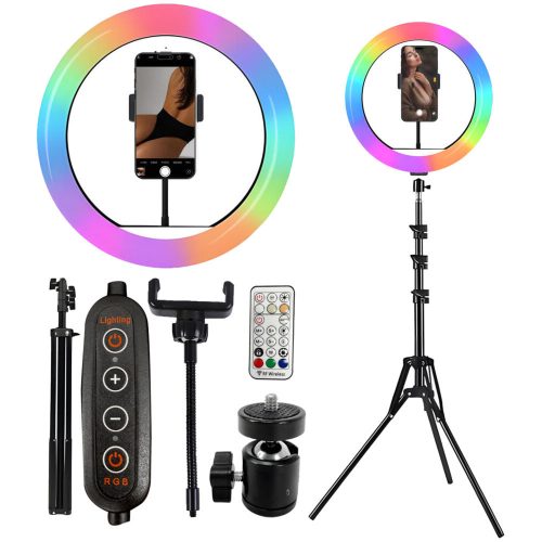 RL-13 RGB körgyűrűs szelfi lámpa - állvánnyal távirányítóval