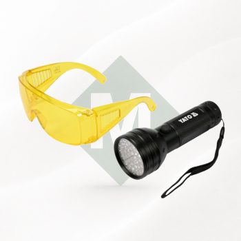   YATO YT-08581 UV szivárgáskereső lámpa szemüveggel, 51 LED, 395 nm elemes