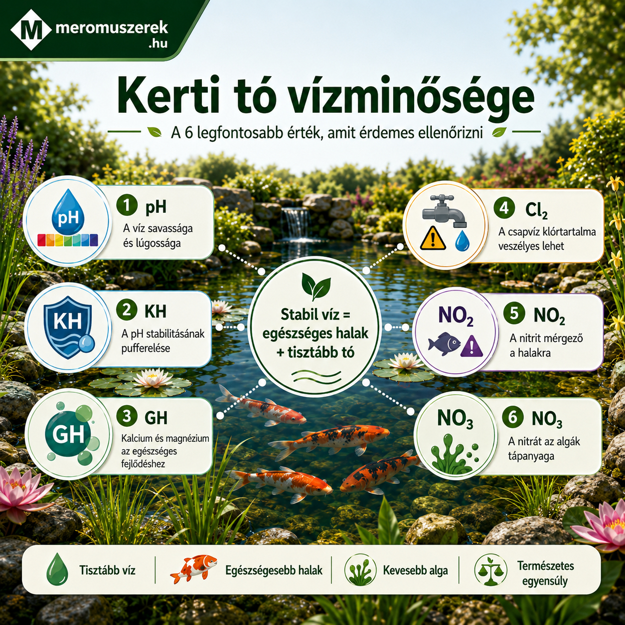 Mitől egészséges a kerti tó vize? 6 fontos vízparaméter közérthetően