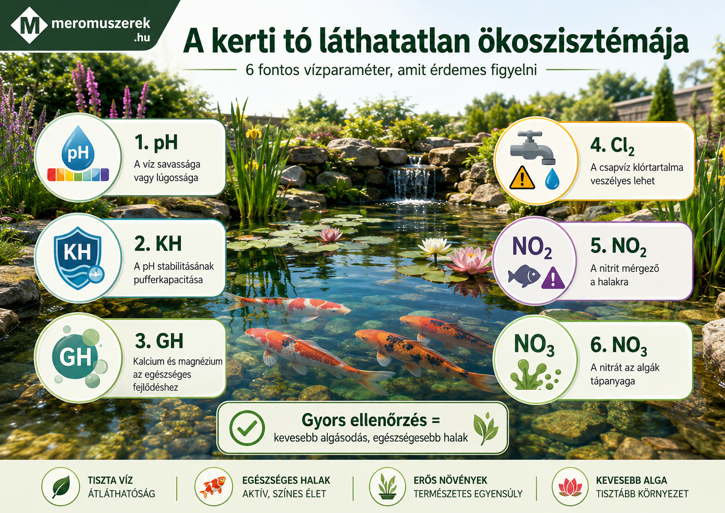 Mitől egészséges a kerti tó vize? 6 fontos vízparaméter közérthetően